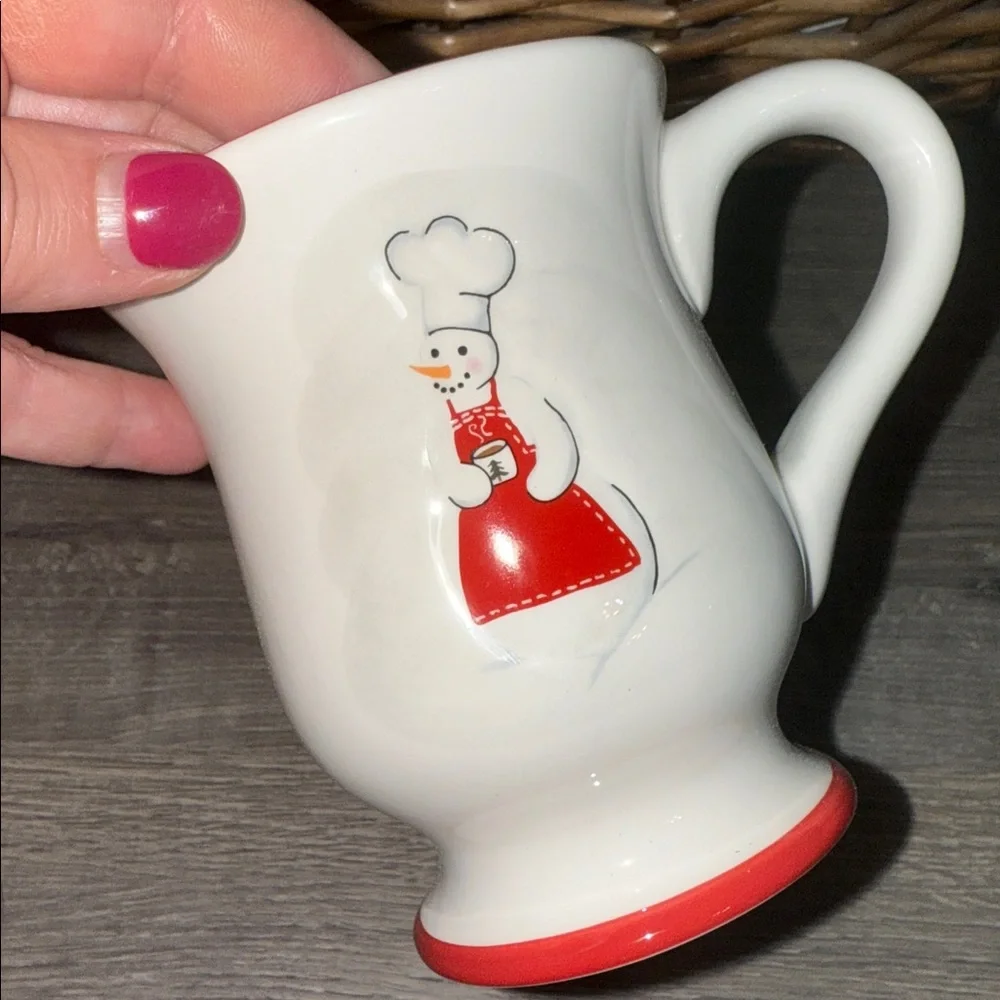 William Sonoma Pedestal Snowman Hot Chocolate Mug Discontinued